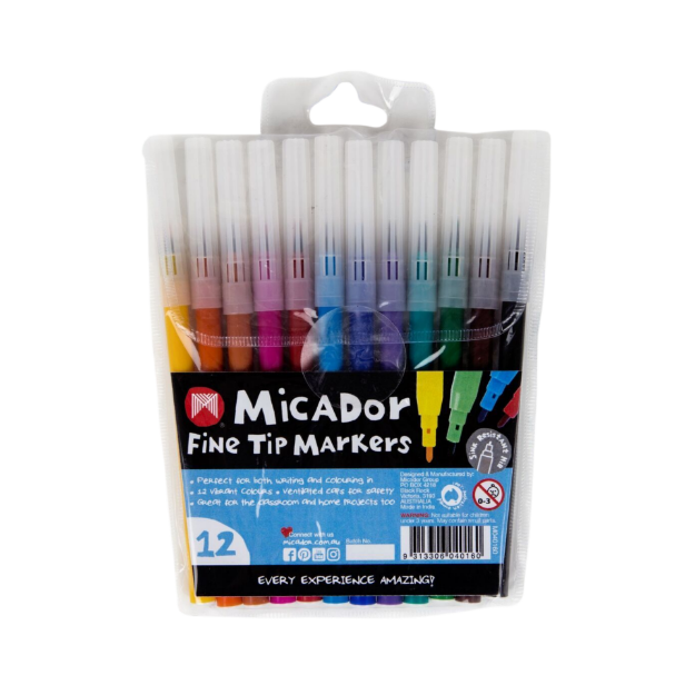 Picture of Markers Micador Basics Fine Tip Pk 12